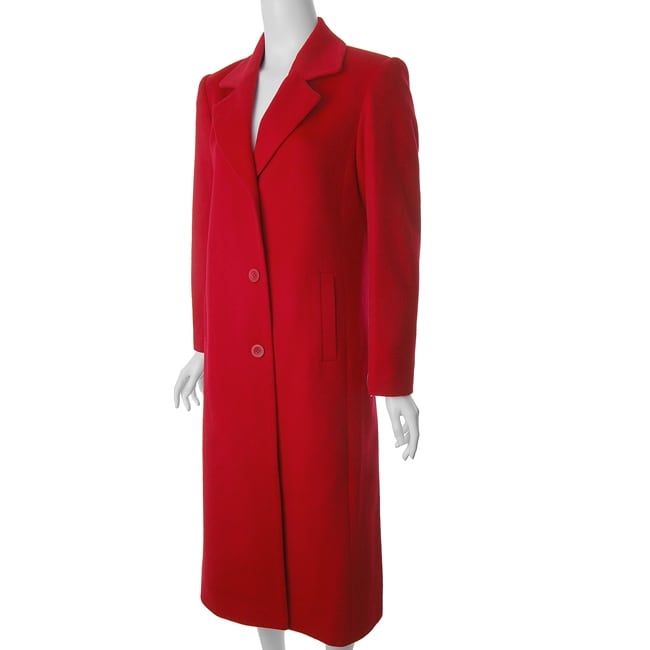 Jonathan Michael by Adi Womens Full length Red Wool Coat   