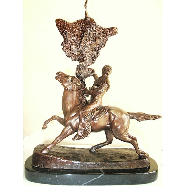 Buffalo Signal Bronze Remington Statue  