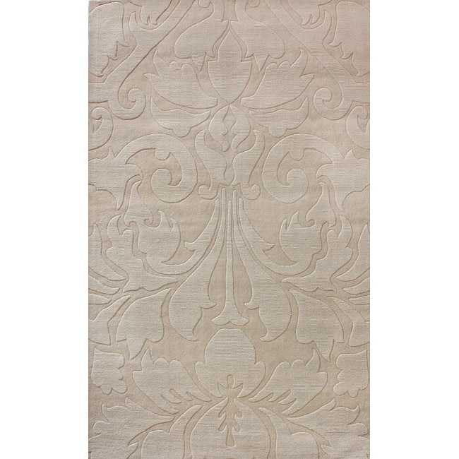 Nuloom Handmade Neutrals And Textures Damask Beige Wool Rug (5 X 8)