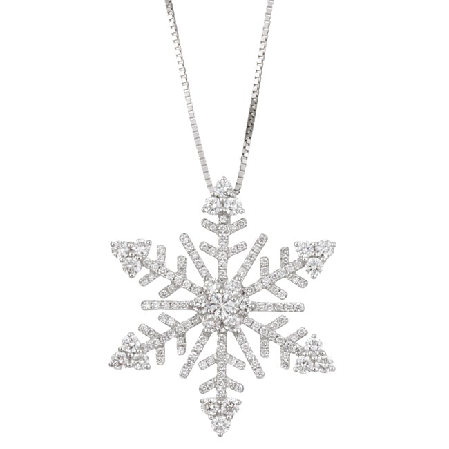 18k White Gold 1 1/2ct TDW Diamond Snowflake Necklace (H-I, SI1 ...