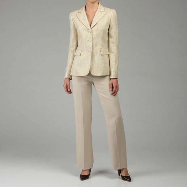 Tahari ASL Women's Gold/ Beige Pant Suit - 12334668 - Overstock.com ...