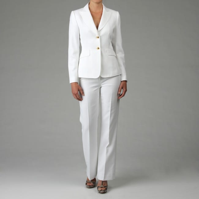 Tahari ASL Women's White Two-button Pant Suit - Free Shipping Today ...
