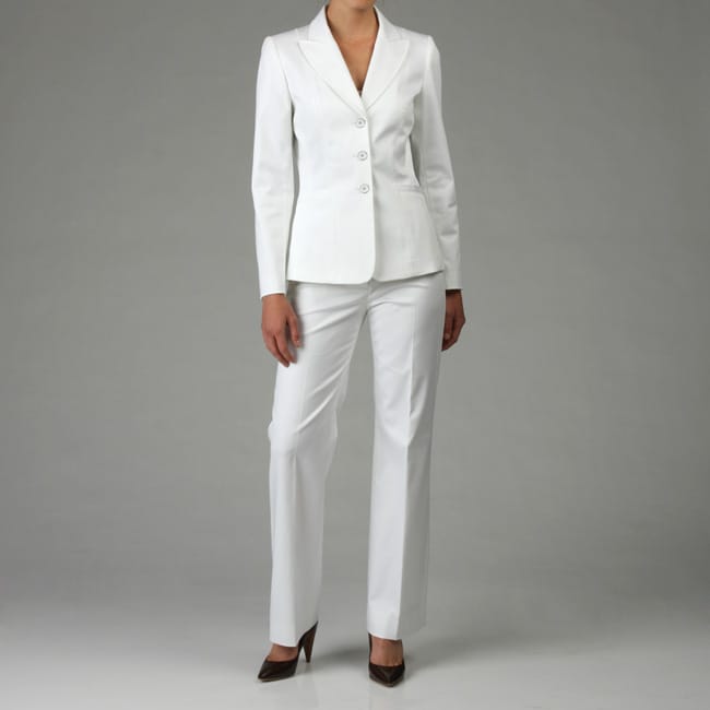 Tahari ASL Women's White Zigzag Stitch Pant Suit - 12337070 - Overstock ...
