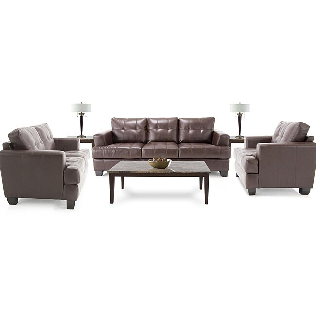 8 Piece Living Room Package Leather Sofa Loveseat And Chair Coffee Table 2 End Tables Lamps
