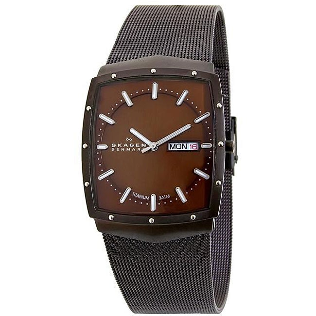 Skagen Men's Brown Mesh Strap Titanium Watch - Free Shipping Today ...