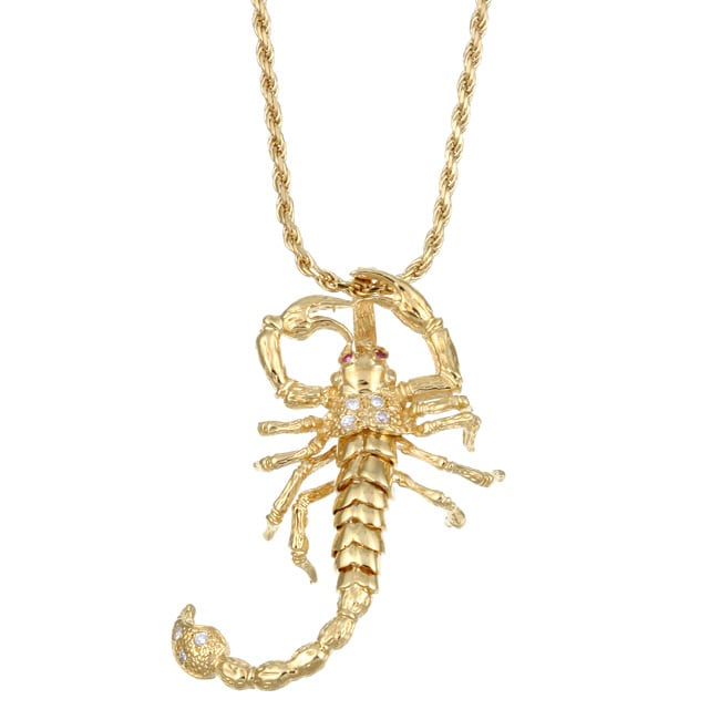 Sterling Essentials 14K Gold over Silver CZ Scorpion Necklace - Free ...