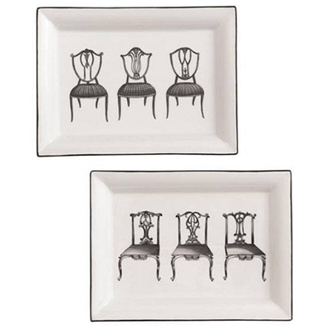 Sadek 8-inch Rectangular Chair Design Plates (Set of 2)
