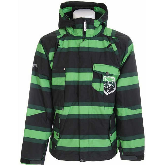 Sessions Fire Fly Mens Green Stripe Snowboard Jacket  