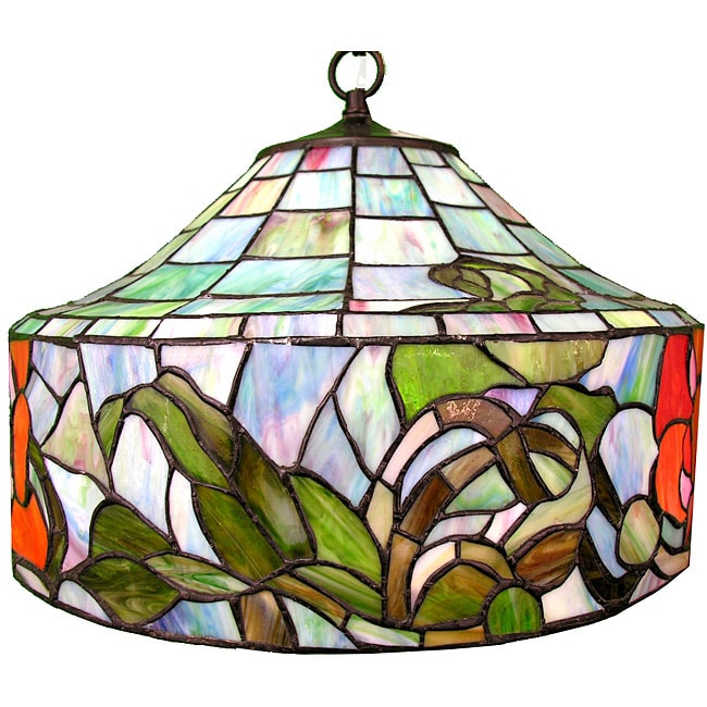 Tiffany-style Perennials Flower Hanging Lamp.