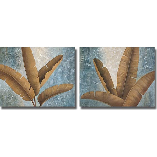 Jordan Gray Palm Fronds I and II Canvas Art Set  