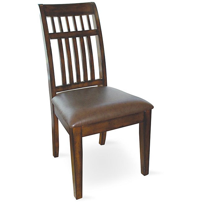 Slat-back Vinyl Upholstered Chairs (Set of 2)