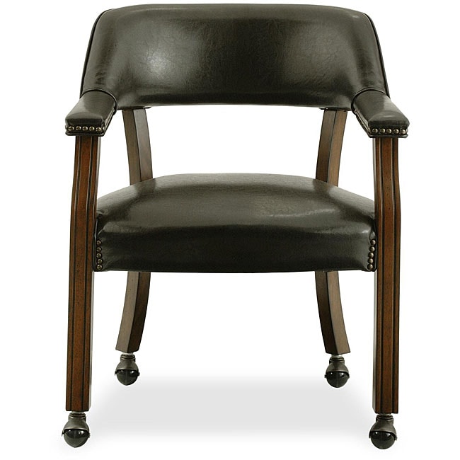 Dark Brown Vinyl Upholstered Caster Chair  