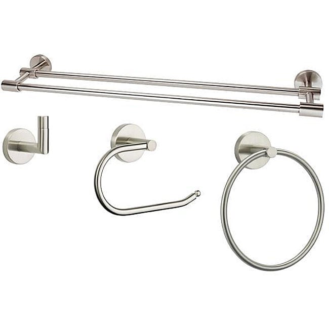 Fontaine Brushed Nickel Double Towel Bar and Ring