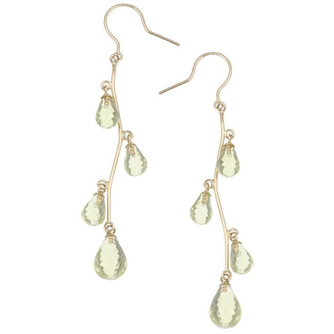 14k Yellow Gold Lemon Quartz Dangle Earrings