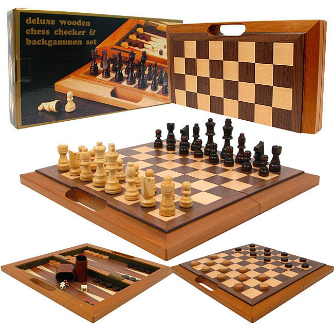 Checkers/ Chess/ Backgammon Game Set - Free Shipping Today ...