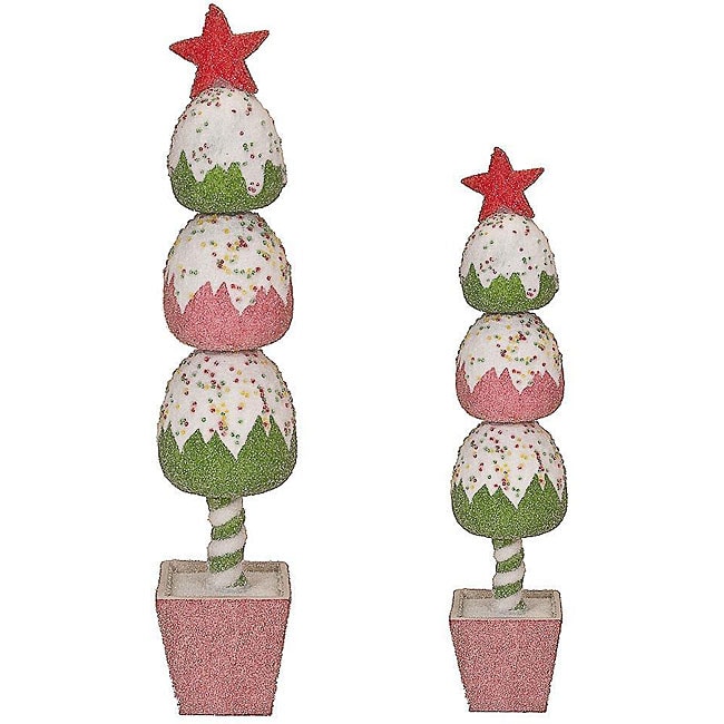 Red and Green Gumdrop Topiaries (Set of 2)  