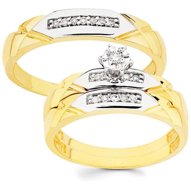 10k Gold 1/6ct TDW His and Her Wedding Ring Set (H I, I1)   