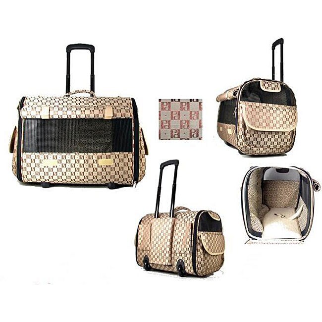    Deluxe High Fashion Designer Rolling Pet Carrier  