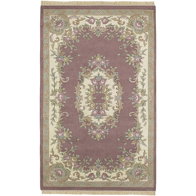 Hand knotted Aubusson New Zealand Wool Rug (76 x 96)