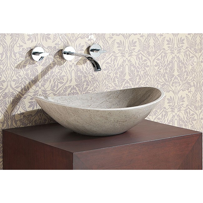 Oval Grey Marble Stone Vessel Sink