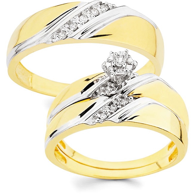   Gold 1/10ct TDW His and Her Wedding Ring Set (H I, I1)  