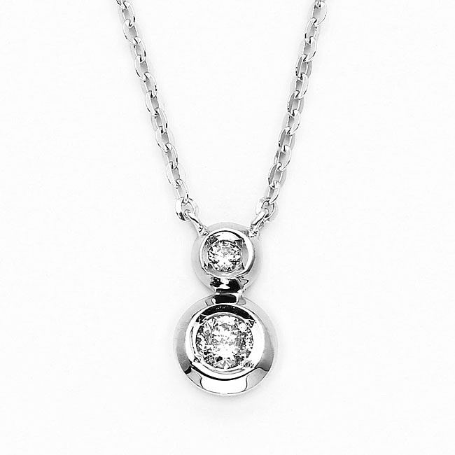 14k White Gold Bezel set Diamond Necklace (H I, I1)  