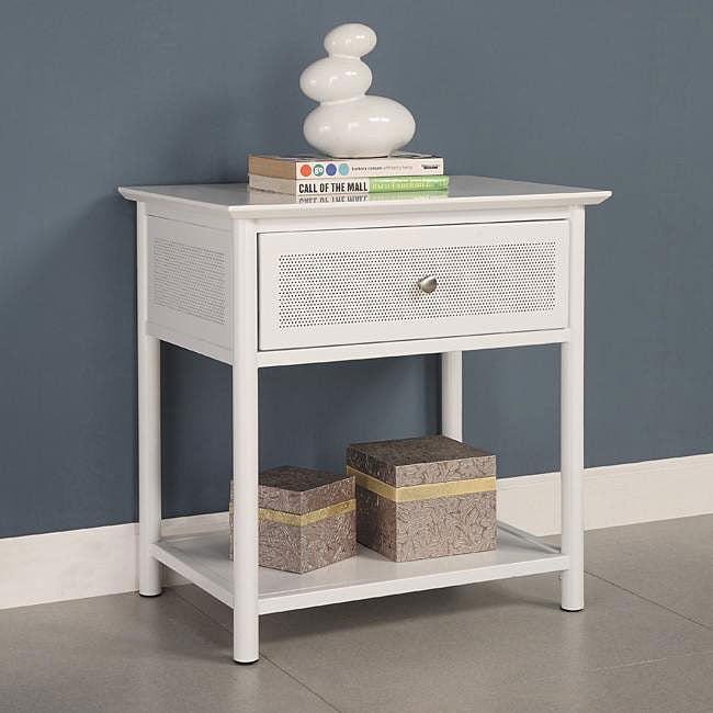 Elite White Metal Nightstand  