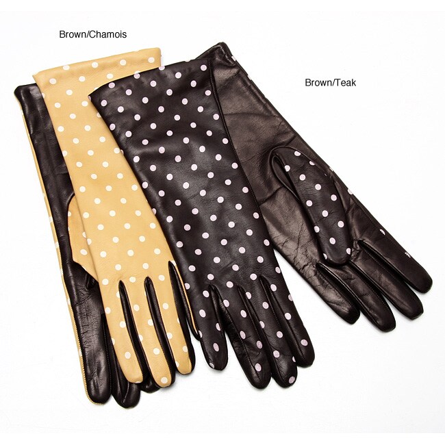 Portolano Women's Polkadot Leather Gloves Free Shipping On Orders