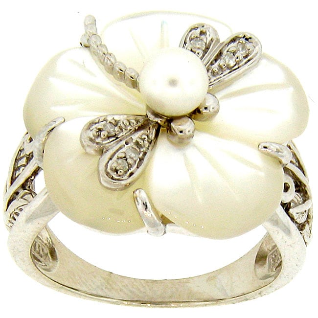 Meredith Leigh Silver Mother of Pearl and Pearl Ring (4.5 mm)