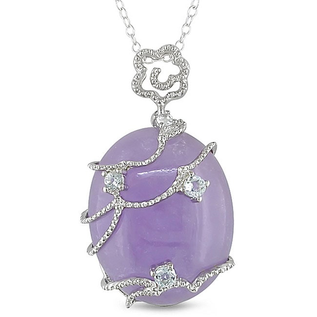 Silver 20 1/5ct Purple Jade and Blue Topaz Pendant  