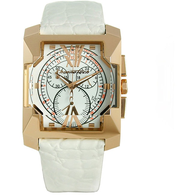 Chronotech Mens Diagonal Square White Dial Chronograph Watch