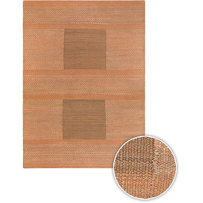 Hand-woven Mandara Orange Rug (5' x 7'6)