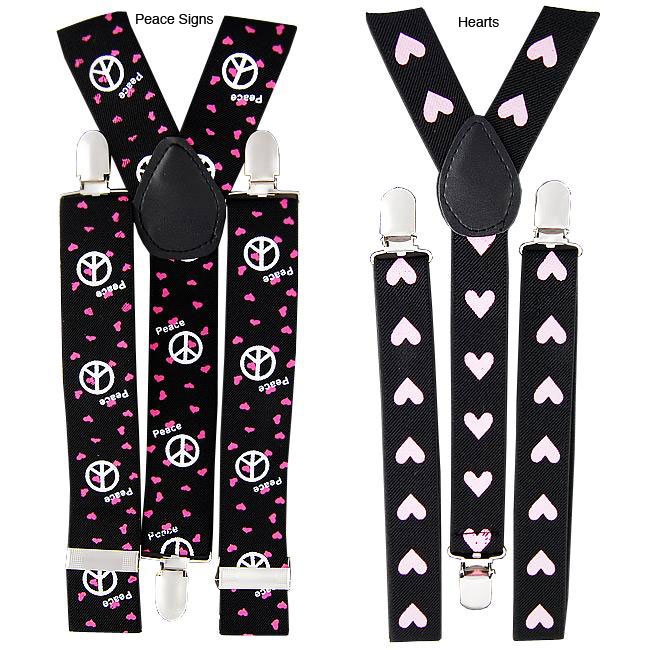 Heart themed Womens Retro Suspenders  