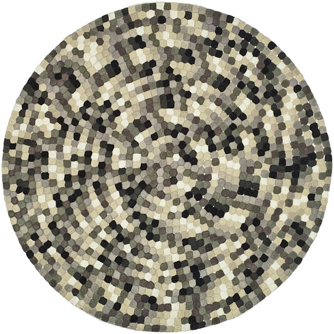 Handmade Soho Mosaic Black New Zealand Wool Rug (6 Round)