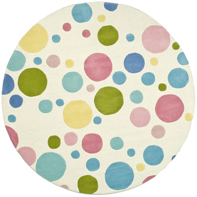 Handmade Soho Bubblegum Ivory/ Multi N. Z. Wool Rug (6 Round)