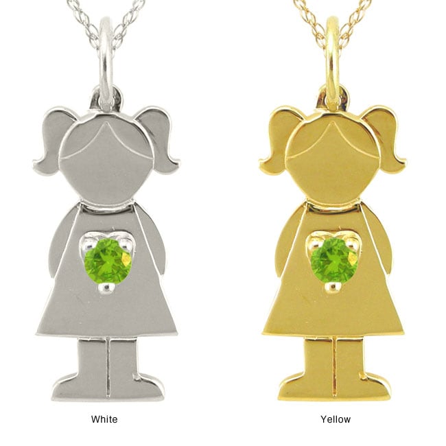 10k Gold Designer Little Girl Genuine Peridot Necklace   