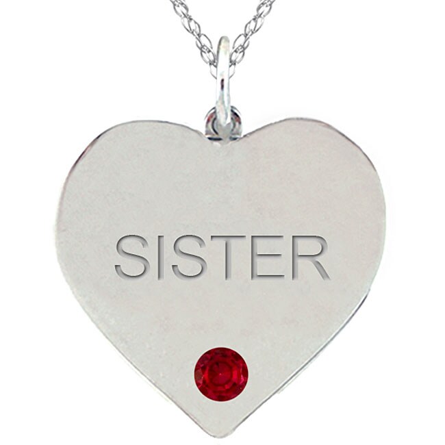 10k Gold January Birthstone Garnet SISTER Heart Necklace   