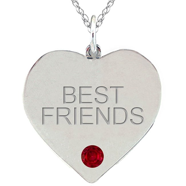   Birthstone Garnet BEST FRIENDS Heart Necklace  