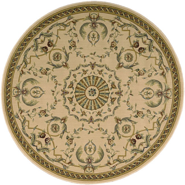 Power loomed Beige Arcadia Rug (75 Round)