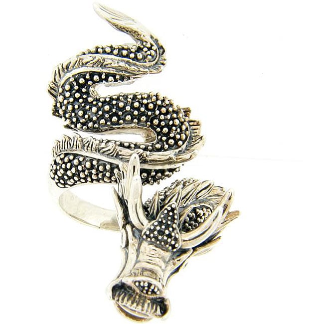   Leigh Sterling Silver Cubic Zirconia Dragon Ring  