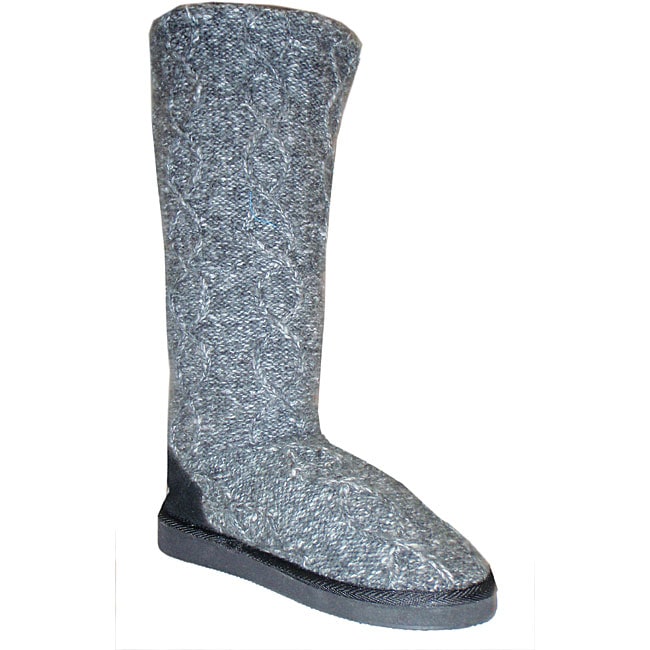 Muk Luks Womens Grey Cable Knit Boots  