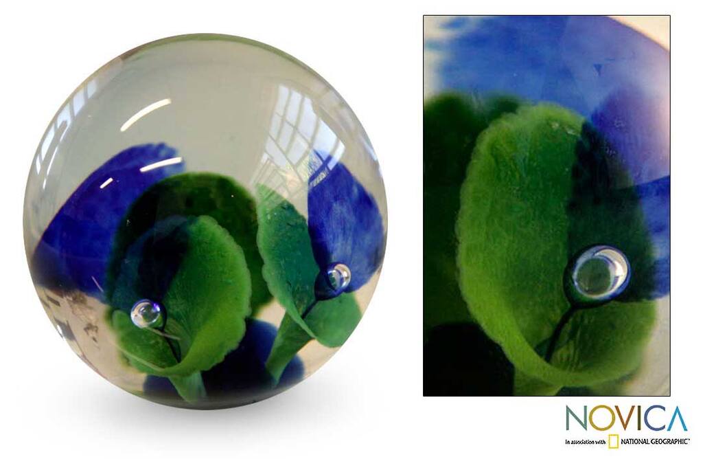 Hand-blown Glass 'Aquarium' Paperweight (Brazil)