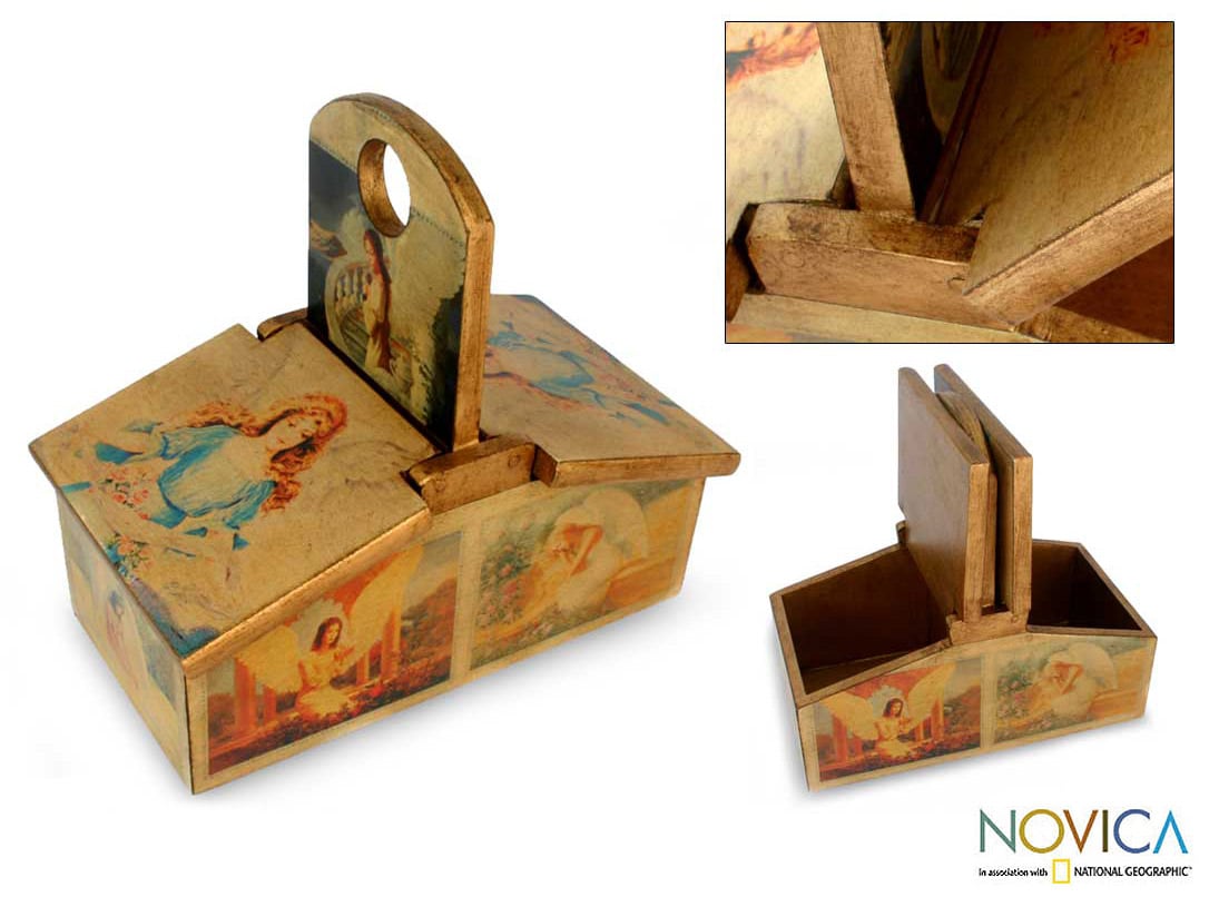   Angelical Charm Decoupage Sewing Box Basket (Mexico)  