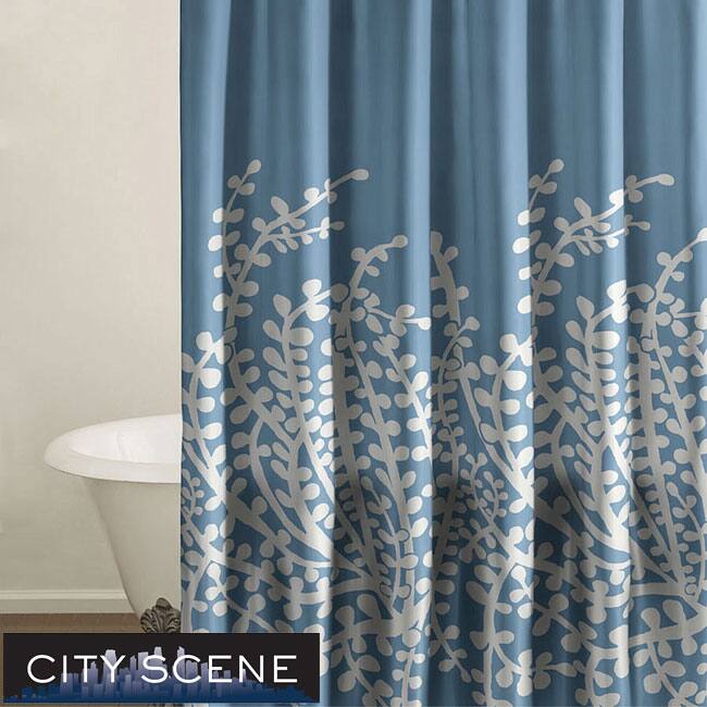 City Scene Branches French Blue Shower Curtain