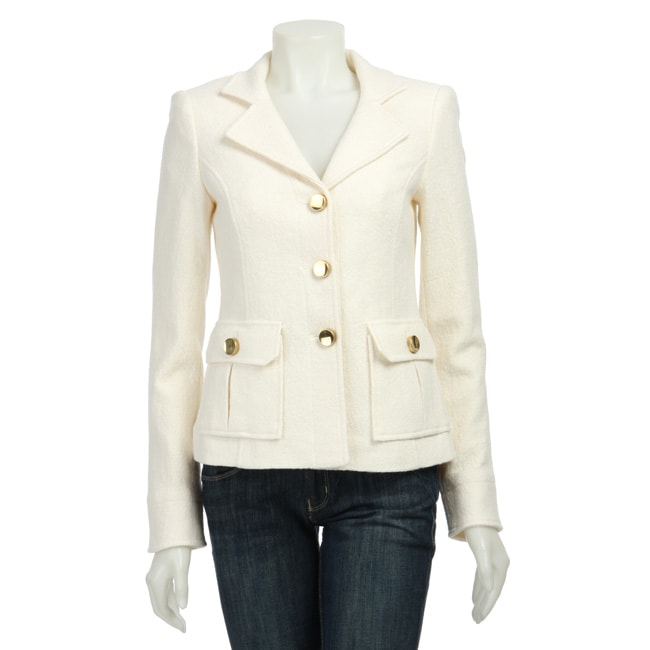Women's Buttonfront Winter White Blazer Free Shipping On Orders Over