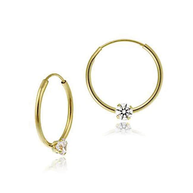 Icz Stonez 10k Yellow Gold Mini Cubic Zirconia Endless Hoop Earrings ICZ Stonez Cubic Zirconia Earrings