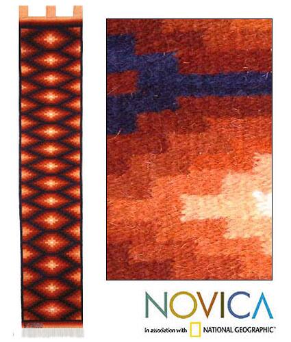 'Blue Lightning' Wool Tapestry (Peru)