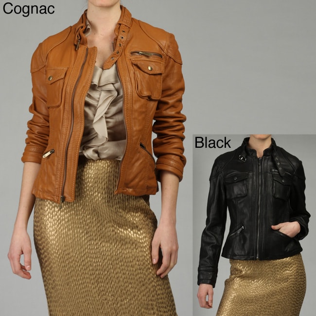 michael kors zip front leather jacket