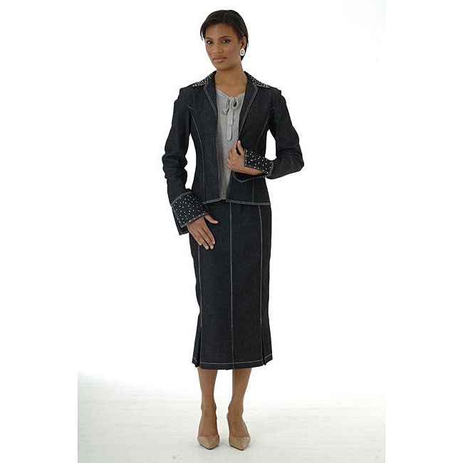 Divine Apparel Women's 3-piece Dressy Denim Skirt Suit - Free ...