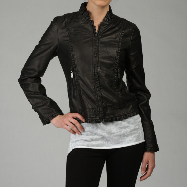 Miss Sixty Women's Ruffled Faux Leather Jacket - 12517880 - Overstock ...
